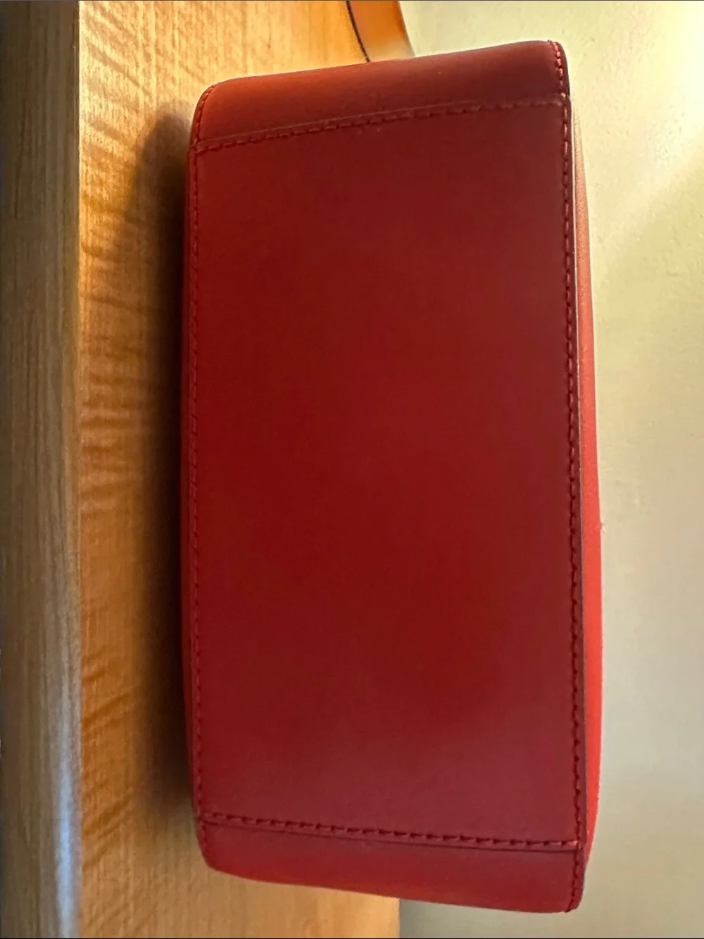 Michael Kors Red Leather Lyra Small Bucket Shoulder Bag with MK Charm